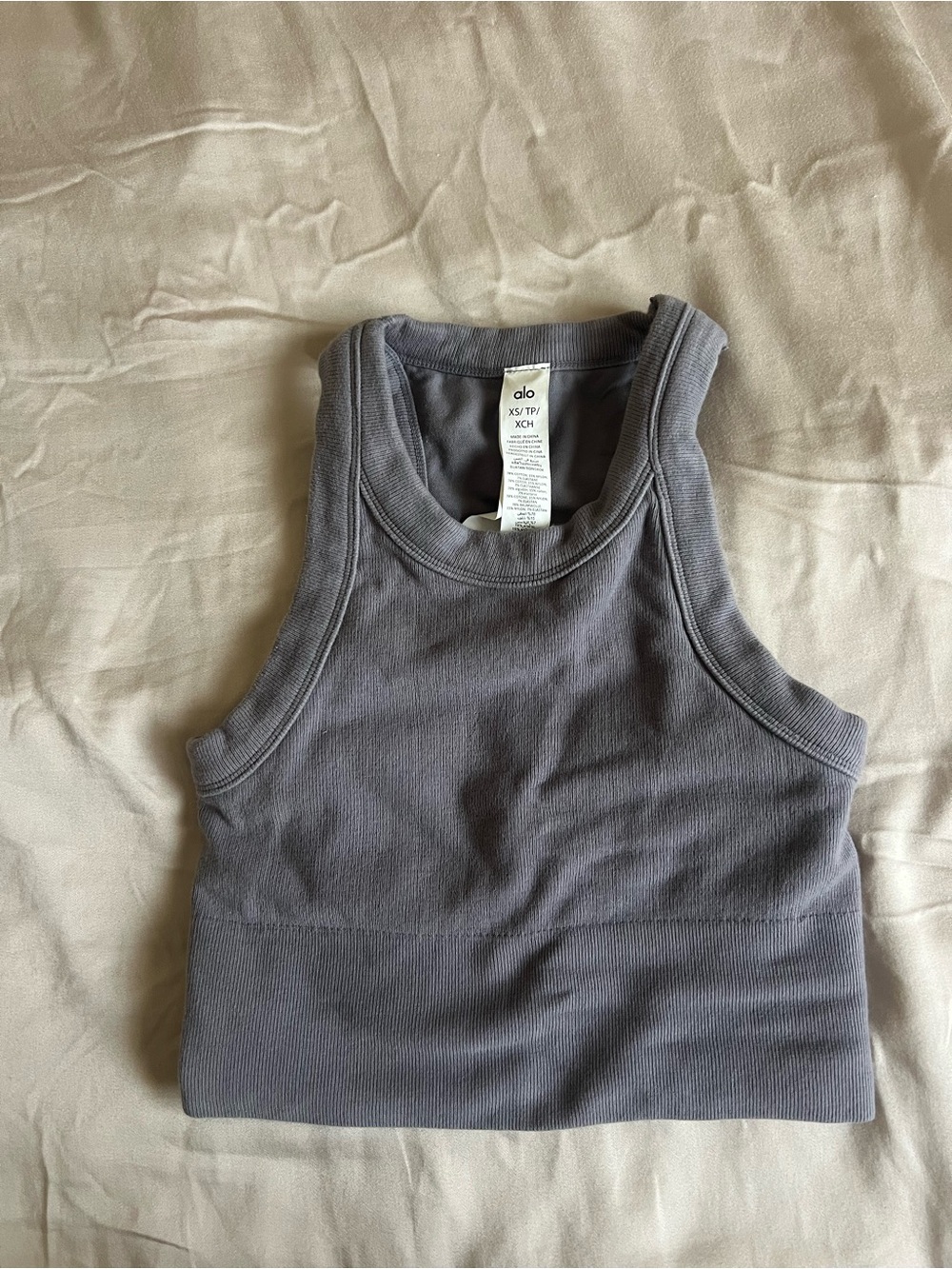 ALO Seamless Delight High Neck Bra — Fog
